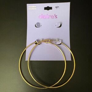 Claire's‎ Hoop Earrings Gold Tone Sensitive Solutions 2 Inch Diameter